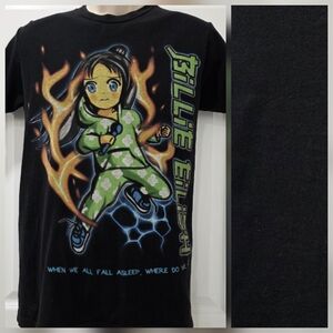 Billie Eilish Anime Flames Graphic TShirt Size S